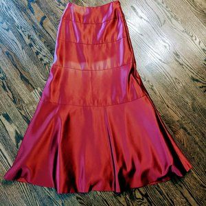BCBG Maxazria Fit & Flare Burgundy Sateen Skirt 2